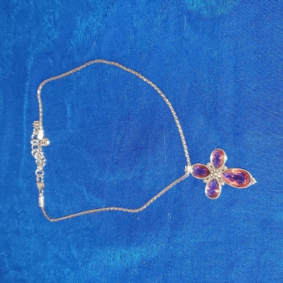 Rare retired Brighton pink La Vie silver cross necklace - Picture 1 of 7